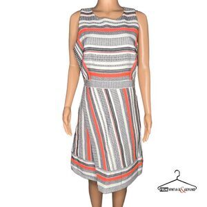 Kate Spade Ribbon Jacquard A line Dress Size 12 Neon Stripped Tweed